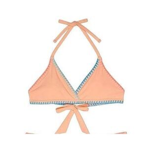 Hobie Peach Halter Kids Bikini Top with Blue Trim